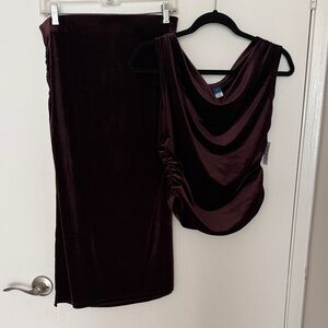 Old Navy Velvet Cowl Tank and Maxi Skirt Set in Deep Plum
